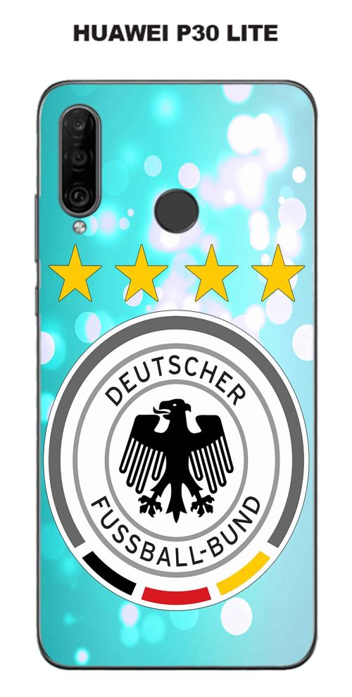 Coque Huawei P30 Lite design Foot Allemagne fond bleu
