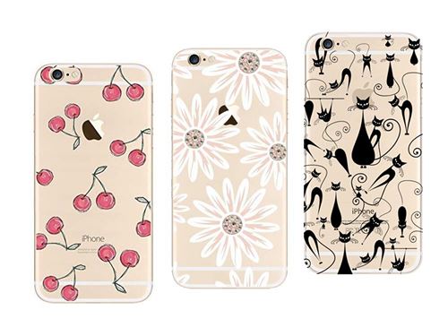 3 coques compatibles iPhone 6, iPhone 6s Gel Souple incassable Résistant Antichoc Impression Motif Fantaisie Durable (pack#2)