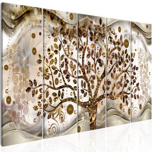 Tableau - Tree and Waves (5 Parts) Brown .Taille : 225x90
