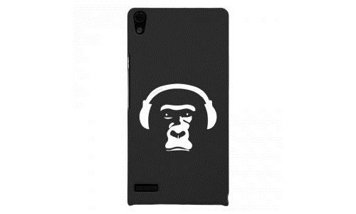Coque rigide pour Huawei Ascend P6 avec impression Motifs singe avec son casque