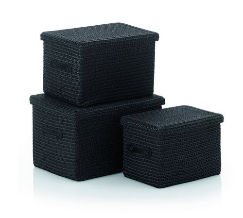 set de 3 corbeilles noir - 32124