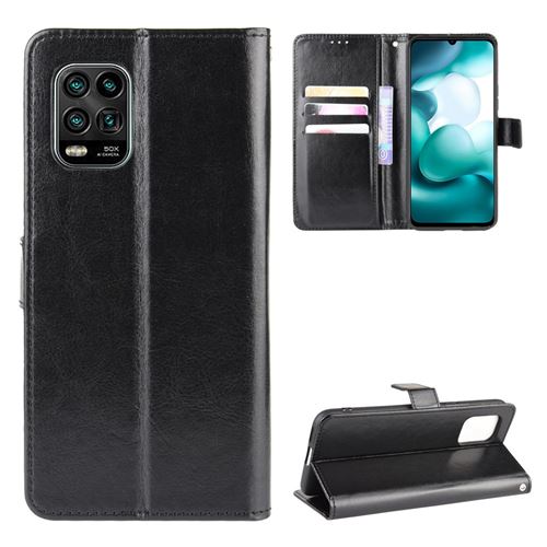 Etui en PU Cheval fou avec support et sangle noir pour votre Xiaomi Mi 10 Lite 5G/10 Youth 5G