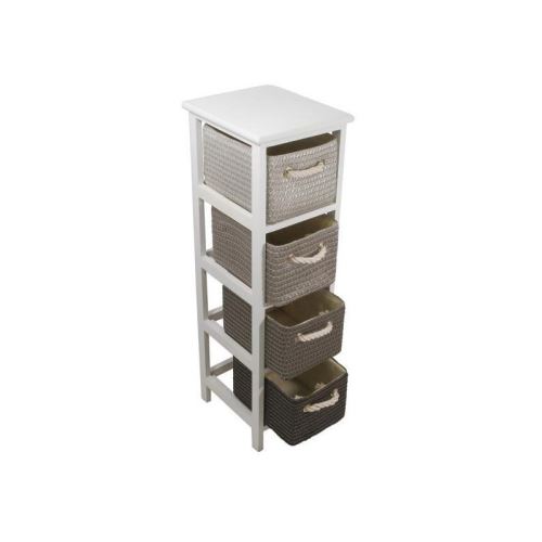 VICTORIA Colonne de salle de bain L 25 cm + 4 paniers - Blanc