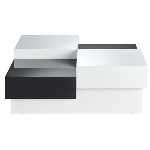 13 05 Sur Miami Table Basse Carree Style Contemporain Laquee Noir Et Blanc Brillant L 91 X L 91 Cm Achat Prix Fnac