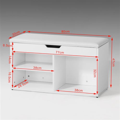 SoBuy® FSR27-W Banc Commode à Bottes Chaussures avec Coussin Rembourré Meuble d'Entrée