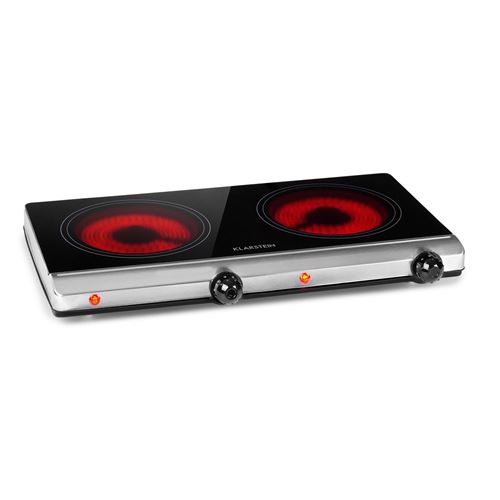 Table de cuisson vitrocéramique - Klarstein Cookbuddy - 2 foyers - 2400 W - Argent