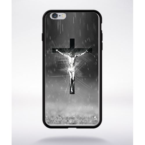 Coque Jésus Croix Noir Et Blanc Compatible Apple Iphone 6 Plus Bord Noir Silicone