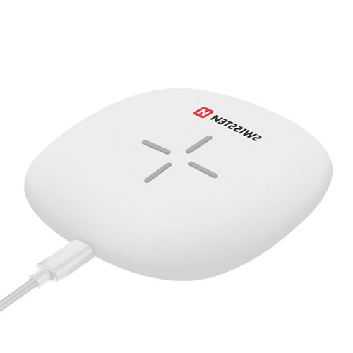 Chargeur Induction QI Universel 10W / 7.5W Charge Rapide Compact Swissten Blanc