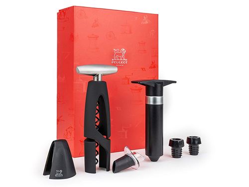 Peugeot Saveurs 200701 Côté Vin œnologie Coffret Tire-Bouchon Altar + Pompe à Vide Epivac + Bec-verseur Arros, Noir