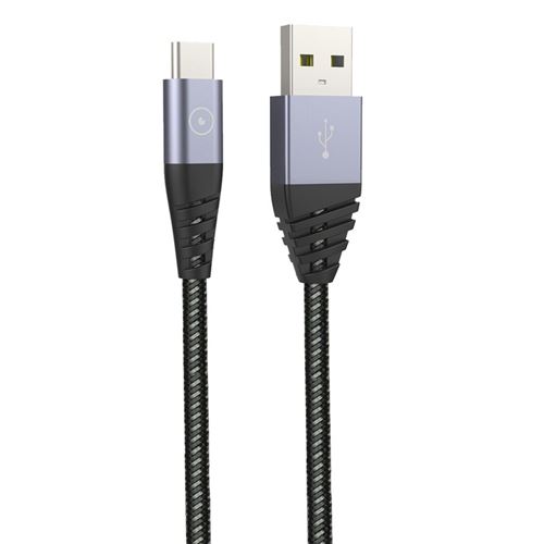 TIGER Cable ultra résistant TYPE C 1,2M 3A GRIS