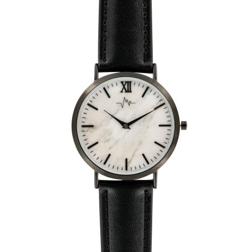 Montre Femme Andreas Osten Cadran 36mm En Steel Blanc Et Bracelet Noir En Cuir AO-180