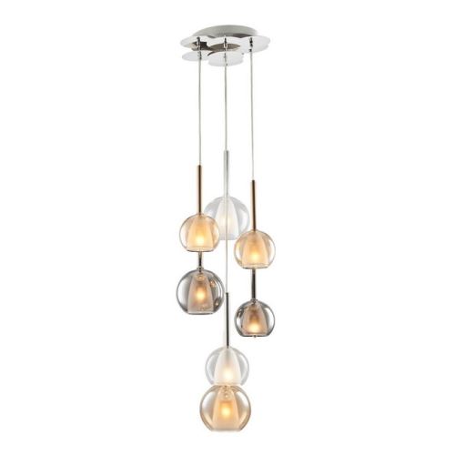 HOMEMANIA Lampe à Suspension Vino Chandelier - à Sphère - de Plafond - Multicolore en Verre, 37 x 37 x 120 cm, 7 x E14, 40W