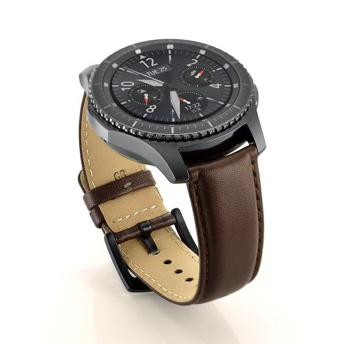 Générique Marron Bracelet En Cuir Véritable Sangle Foncé Pour Votre Samsung Gear S3 Classic/Gear S3 Frontier