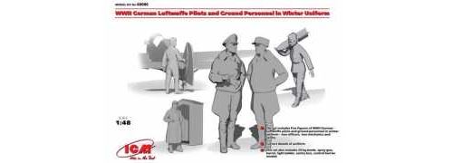 WWII German Luftwaffe Pilots and Ground Personnel in Winter Uniform (5 figures) 1/48 - ICM M48086