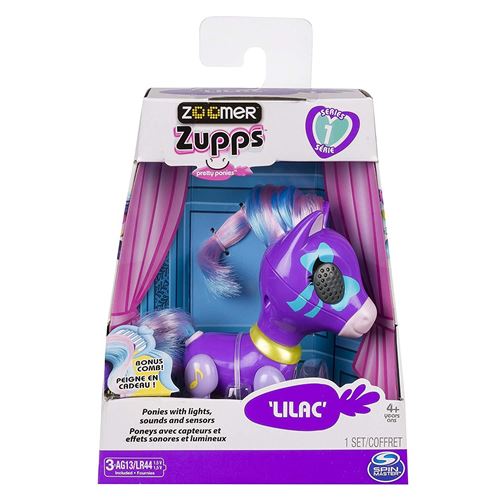 Spin Master 20084932 Zoomer Pretty Ponies - Lilac - Petit poney avec capteur et effets sonores et lumineux