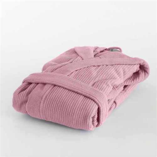 Peignoir Jacquard Svad Dondi Côtelé avec Capuche poches Unisexe, Taille: L, Couleur: Rose