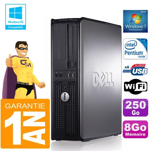 Pc dell 780 dt intel e5300 ram 8go disque 250 go graveur dvd wifi w7