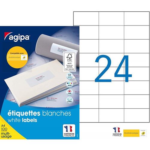 Etiquettes blanches multi-usages 70x37