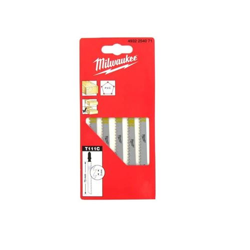 Pack de 5 lames scie sauteuse MILWAUKEE bois/PVC 75 mm denture de 3 mm 4932254071