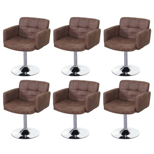 6 x chaise de salle à manger Orlando imitation daim chrome brun vintage