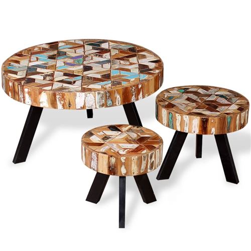 vidaXL Salontafel set massief gerecycled hout 3-delig
