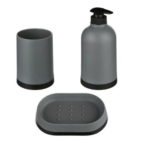 Set de 3 Accessoires de Salle de Bain Strip Gris