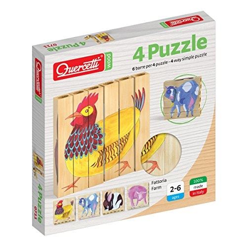Quercetti - q0711 - 4 puzzles ferme - bois