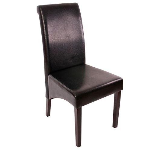 6x chaise salle à manger M37 similicuir, noir, pieds foncés