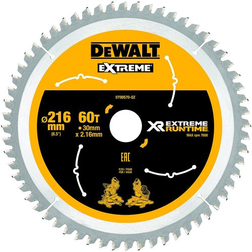 DeWalt XR Extreme Runtime Lame de scie circulaire statique, 1 pièce, 216/30 mm 60 WZ/FZ, dt99570 de QZ