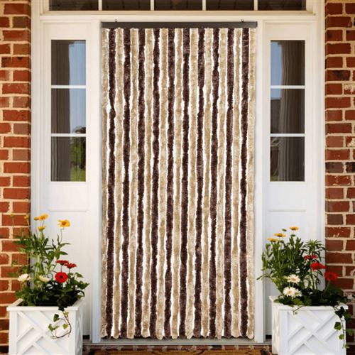vidaXL Vliegengordijn 90x220 cm chenille beige en lichtbruin