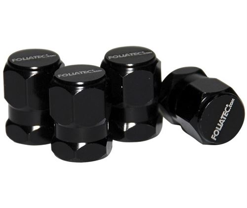 Foliatec bouchons de valve AirCaps Hexagon aluminium noir 4 pièces
