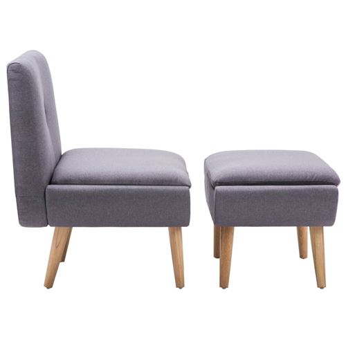 vidaXL Fauteuil sans accoudoirs avec pouf Revêtement tissu Gris