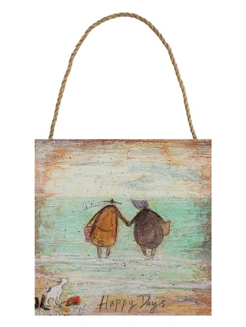 Sam Toft Art mural en bois 20 x 20 cm Happy Days