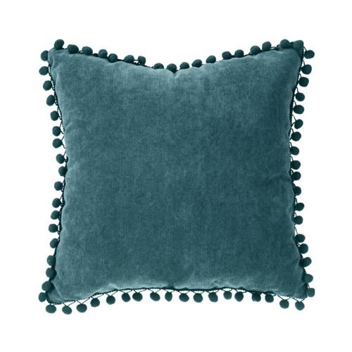 Coussin à Pompons Jao 40x40cm Bleu Canard