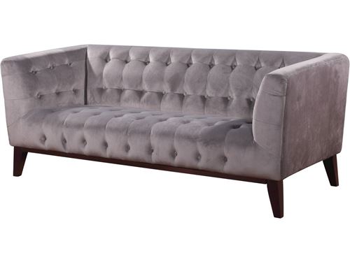 Canap fixe HABITAT ET JARDIN Canap droit fixe en velours vanessa - 3 places - gris clair