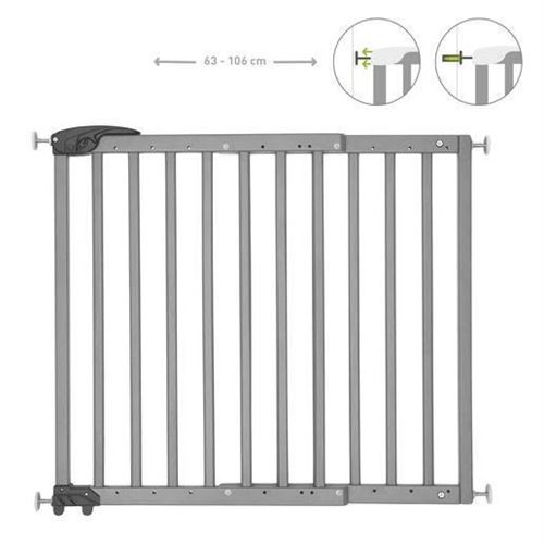 Badabulle Deco Pop Grise Barriere de Sécurité Extensible Fixation Pression & Vis (63,5 - 106cm)