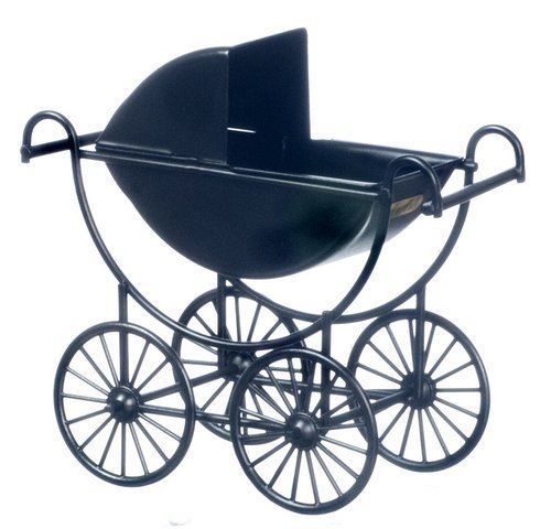 Dollhouse Miniature Black Baby Carriage
