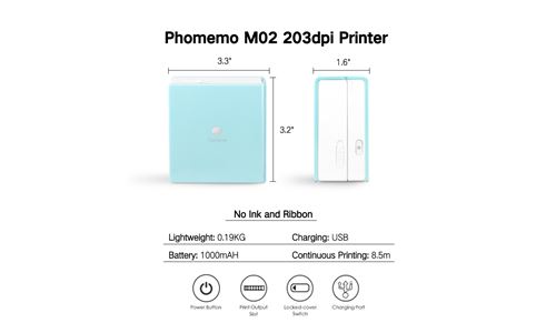 15€88 sur Imprimante thermique Portable Bluetooth Phomemo M02 sans encre  203dpi Vert crème Version Internationale avec 1 bâton papier, Compatible IOS,  Android - Imprimante Photo - Achat & prix