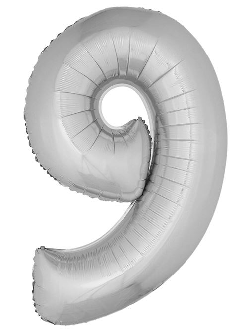 Generique - Ballon Aluminium Chiffre 9 Argenté 102 cm