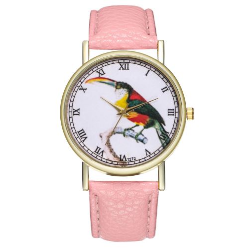 Véritable Zhou Lianfa Classic Toucan Montre Flower Lady Watch Montre à Quartz Hommes T272-Arose