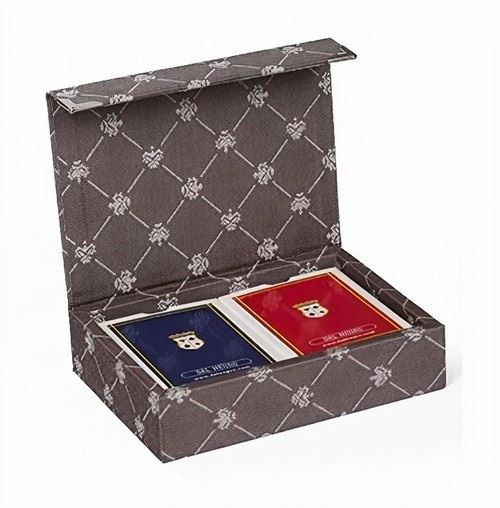 Dal Negro cartes à jouer avec support Prestige textile marron 3-pièces