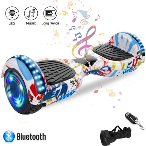 6.5“Hoverboard avec Deux Barres LED Skateboard Electrique puissance 700W Rose Sac et Télécommande offerts