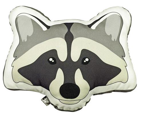 The Zoo coussin Raccoondécoratif junior 40 x 40 cm textile gris/noir