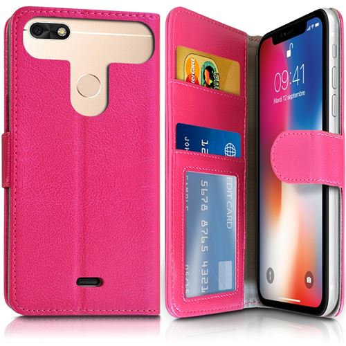 Housse Portefeuille KARYLAX Pour Téléphone – Universelle M – Rose – Motif Diamant