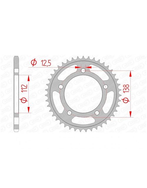 Couronne AFAM 43 dents acier standard pas 520 type 10627