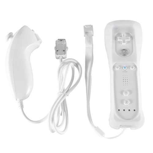 XCSOURCE Manette de jeu -  - AC649 - Nunchuck et T&eacute;l&eacute;commande - Housse en silicone - Blanc