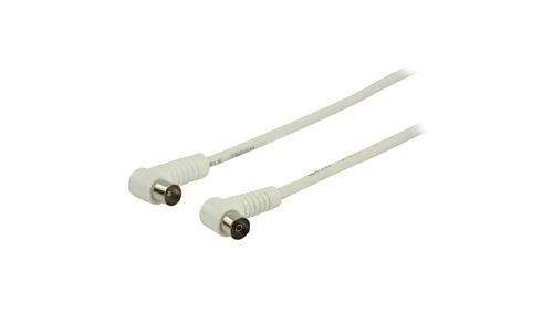 Câble dantenne coaxial à connecteur coaxial mâle coudé vers coaxial femelle coudé 1,50 m blanc valueline