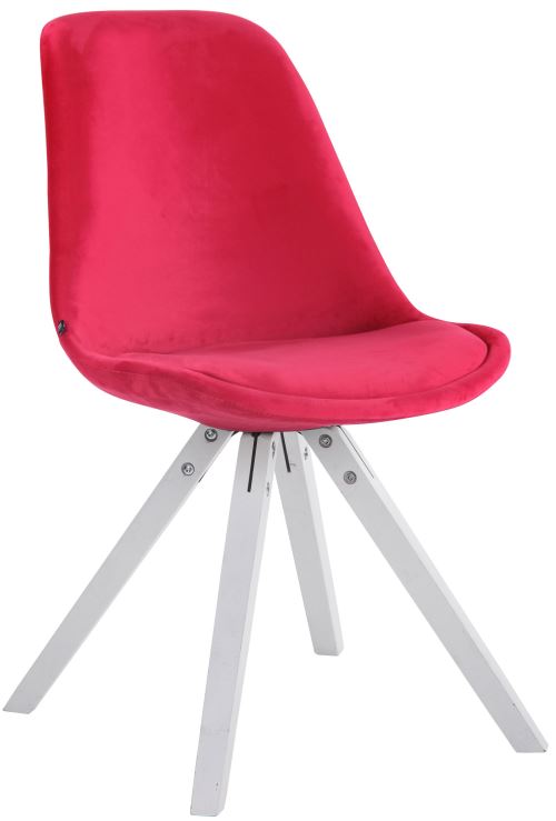 Chaise Toulouse en velours / Piétement carré , Rouge/Blanc