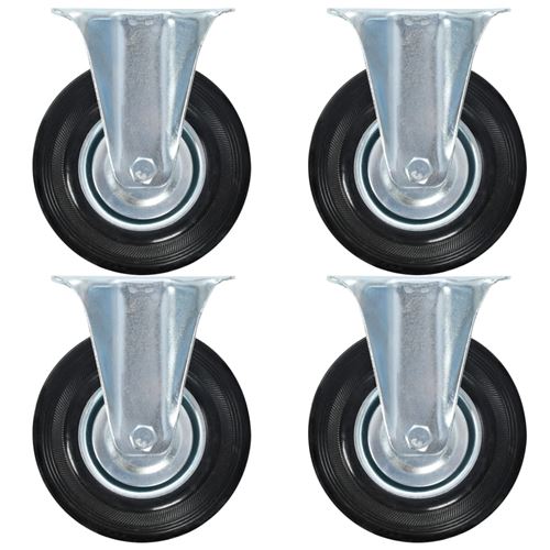 vidaXL 4x Roulettes Fixes Roulette de Mobilier Roulette de Meuble Chariot Roulant Etagère à Livre Bibliothèque Panier d'Achat Capacité 180 kg 200 mm