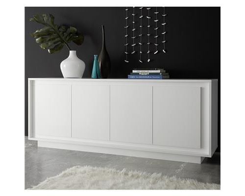 bahut blanc laqué mat design NEVADA - Blanc - L 207 x P 50 x H 80 cm